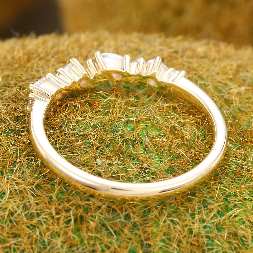 Delicate Pear Moissanite wedding band Unique yellow gold wedding band women Vintage eternity wedding band Bridal Matching Stackable ring