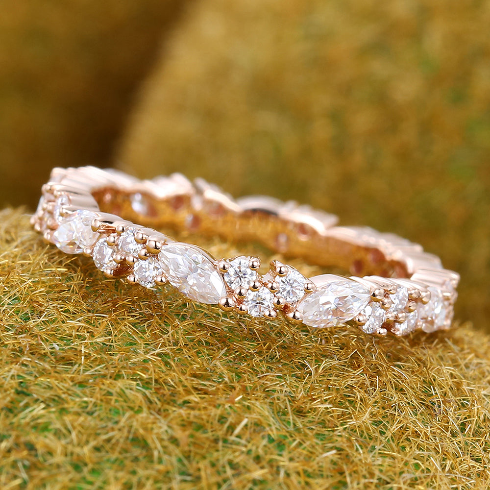 Moissanite Wedding Band Bridal Matching Stackable Eternity Ring