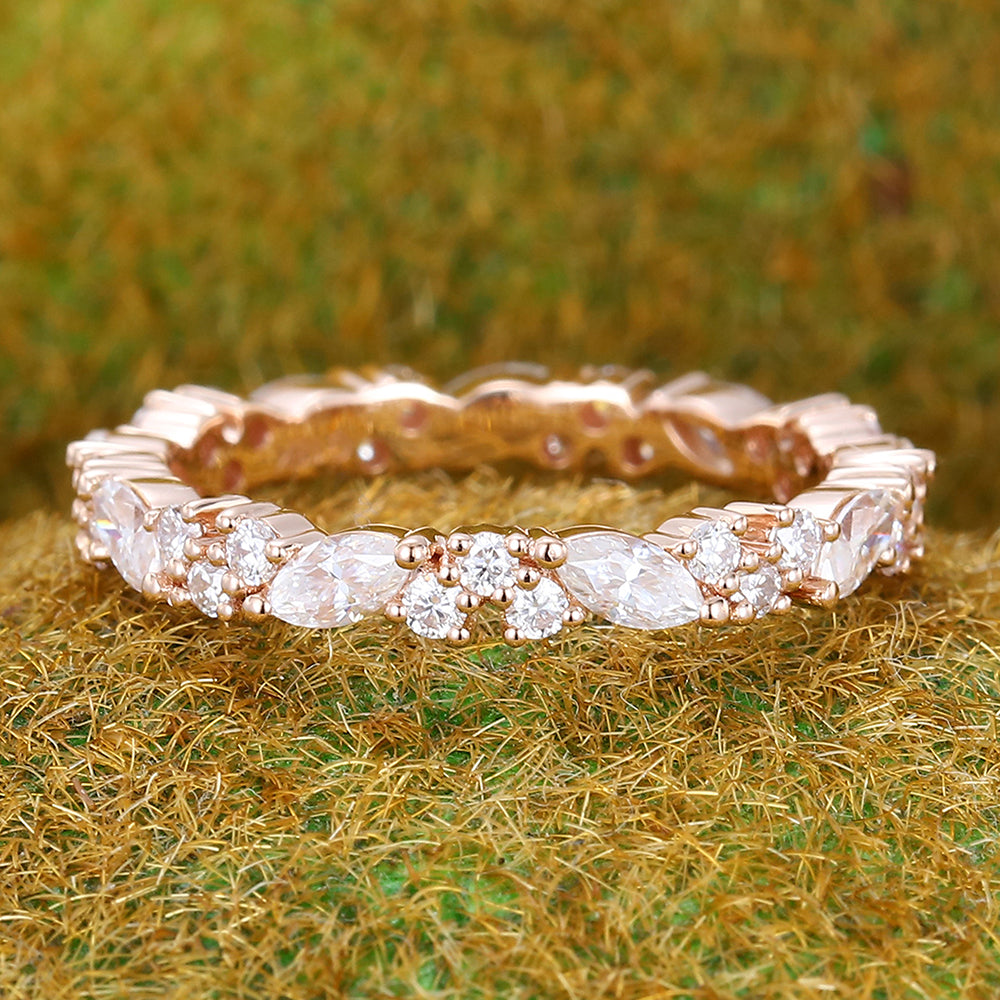 Moissanite Wedding Band Bridal Matching Stackable Eternity Ring