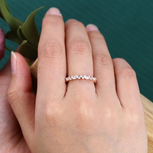 Moissanite Wedding Band Bridal Matching Stackable Eternity Ring