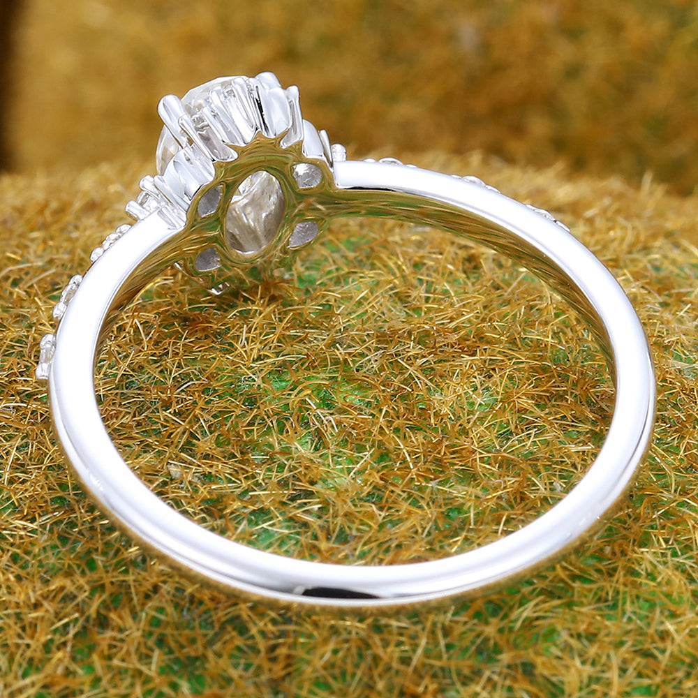 Oval Cut Moissanite Engagement Ring Vintage Pavé Promise Ring