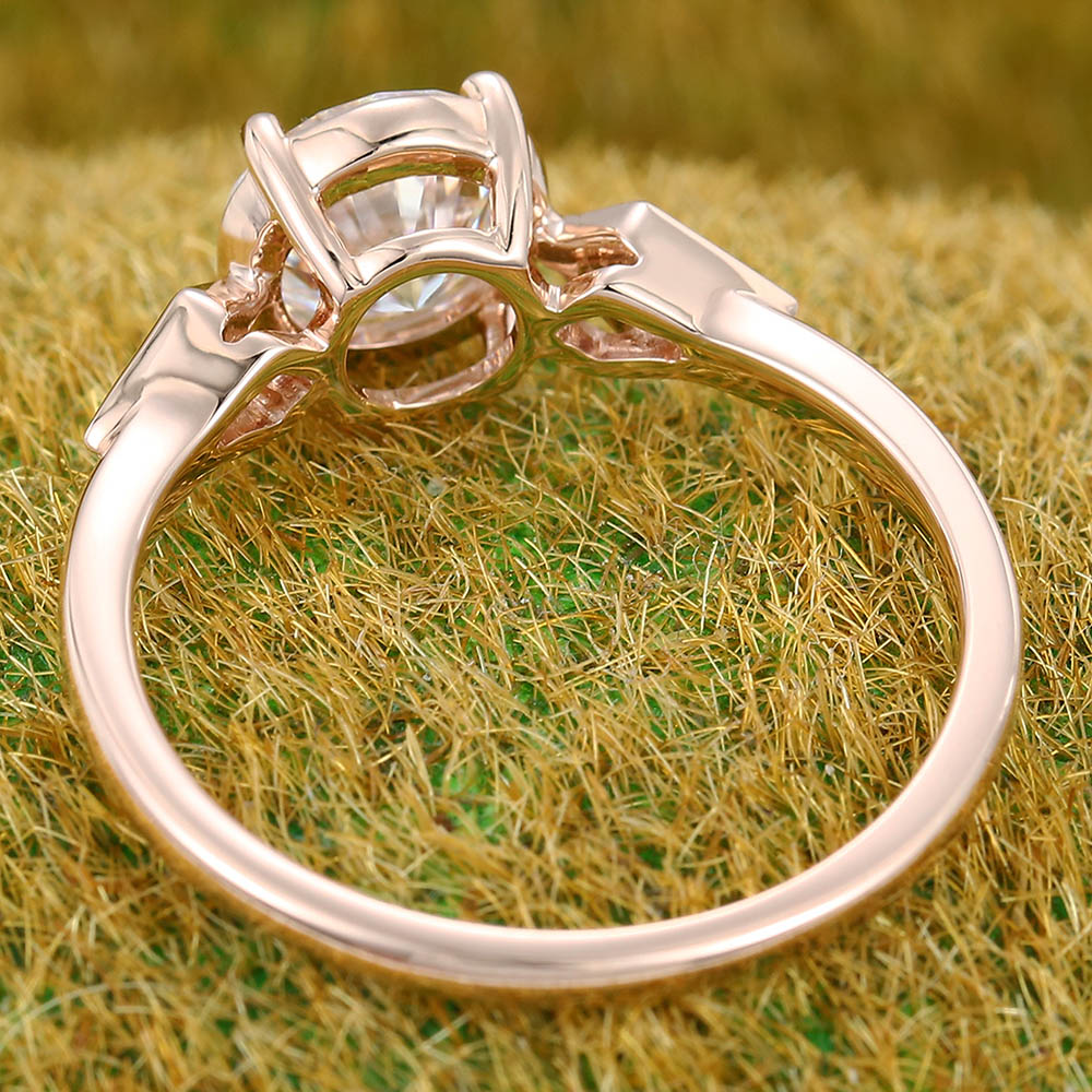 1CT Round Cut Moissanite Engagement Ring with Kite Accents Promise Ring