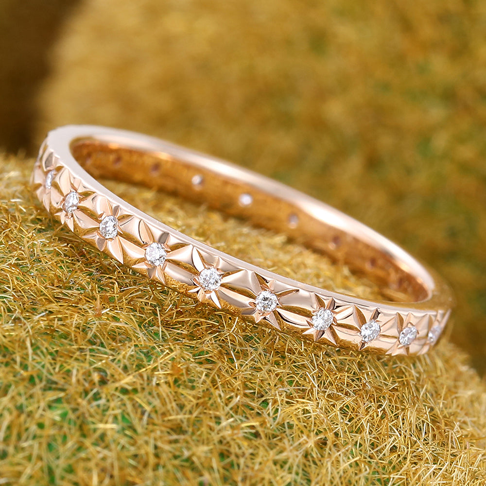 Round Moissanite or Diamond Wedding Band Eternity Ring