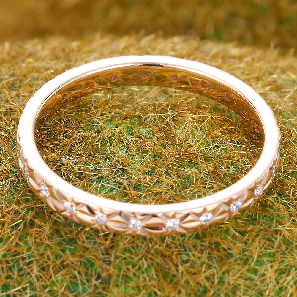 Round Moissanite or Diamond Wedding Band Eternity Ring