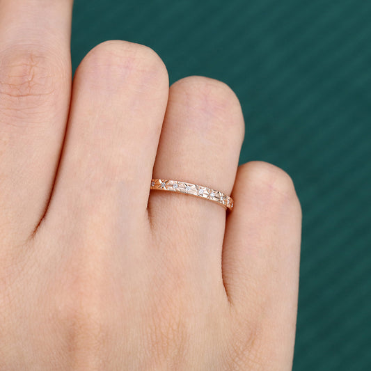 Round Moissanite or Diamond Wedding Band Eternity Ring