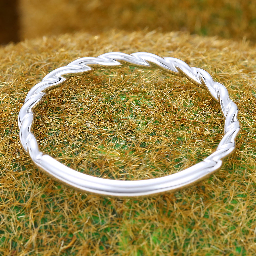 Solid Band 3/4 Twisted Rope Ring Wedding Band