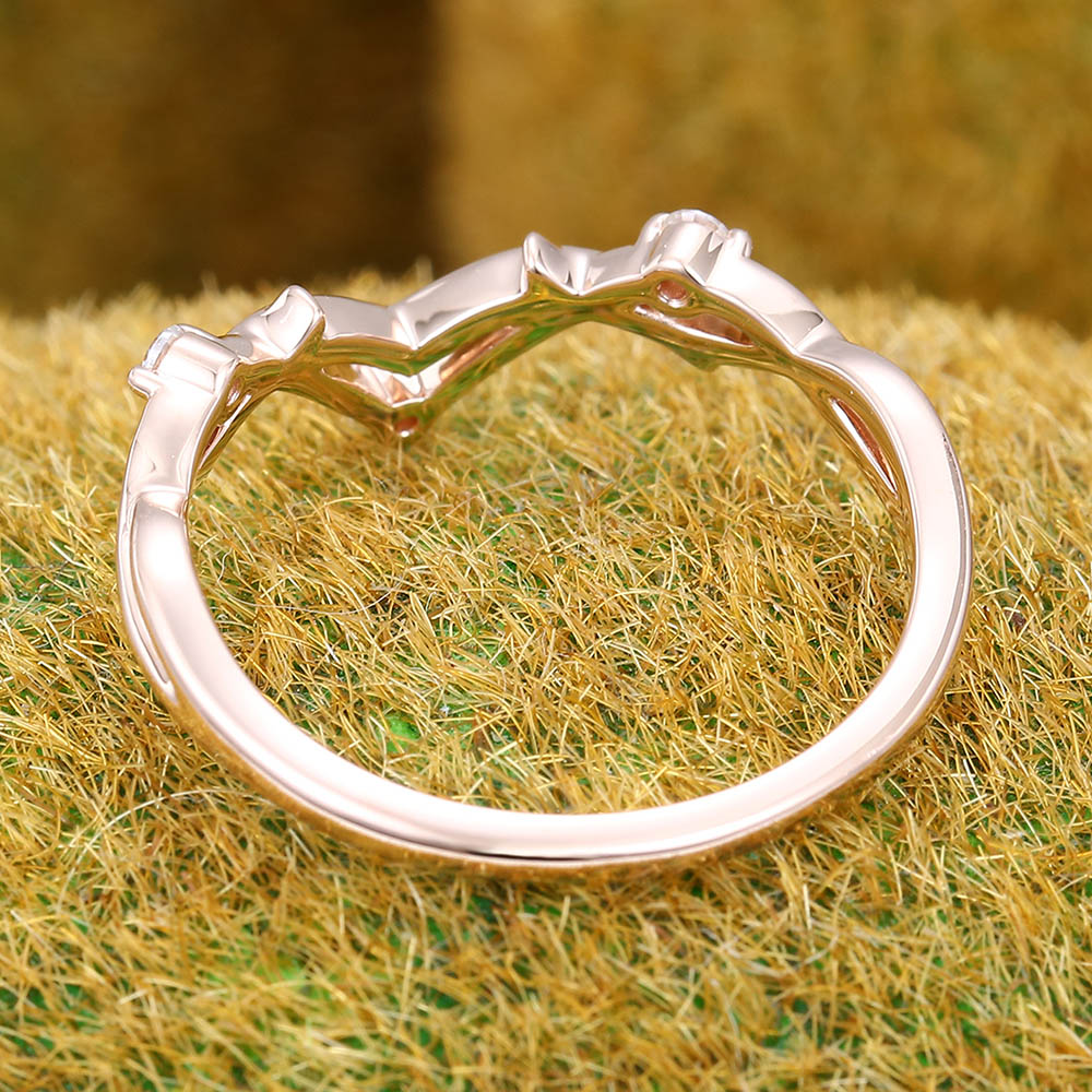 Twig Twisted Moissanite Curved Wedding Band Bridal Stacking Ring