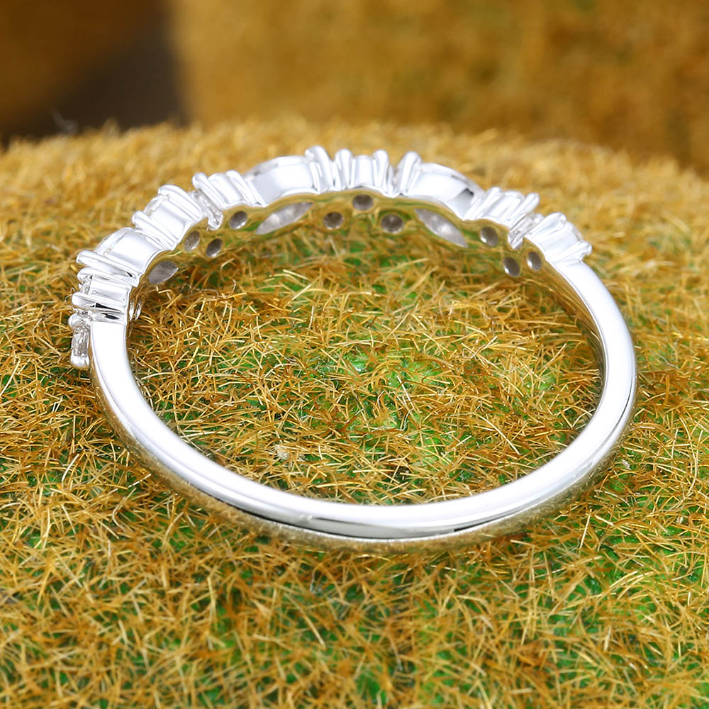 Vintage Moissanite Wedding Band Unique Anniversary Ring