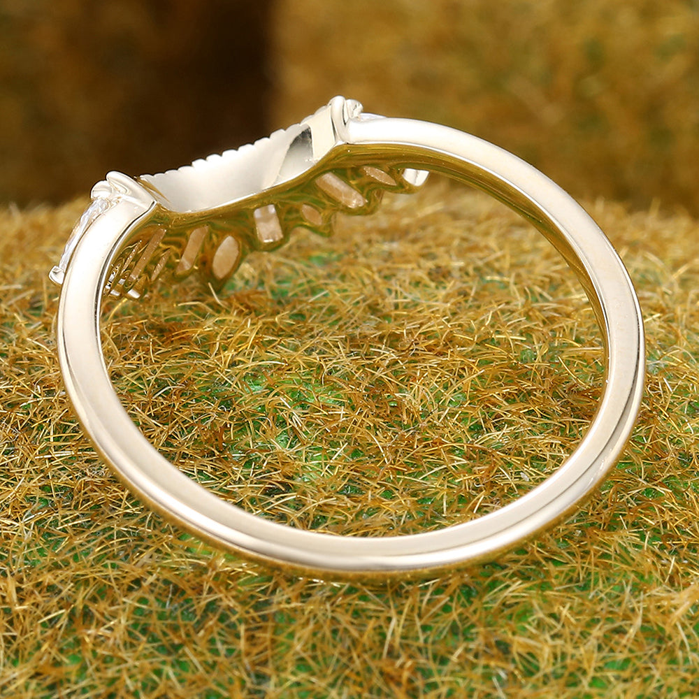 Alternating Marquise & Baguette Moissanite Curved Wedding Band