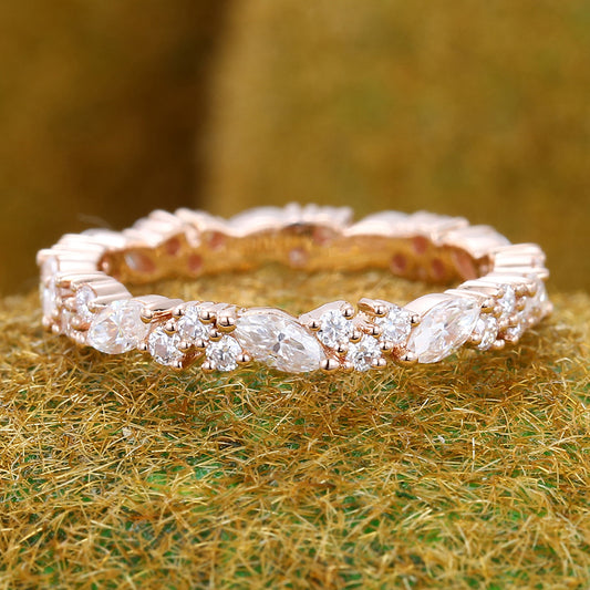 Moissanite Wedding Band Bridal Matching Stackable Eternity Ring