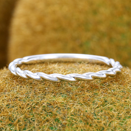 Solid Band 3/4 Twisted Rope Ring Wedding Band